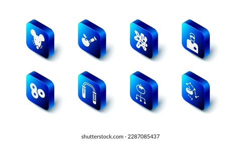 Set Genetically modified apple, Cell, Laboratory assistant, food, Test tube and flask, division and Experimental mouse icon. Vector