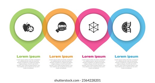 Set Genetically modified apple, GMO,  and orange. Business infographic template. Vector