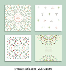 Set of gentle cards with floral elements. Vector