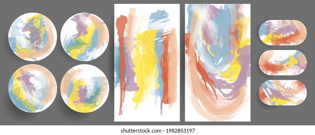 A set of gentle pastel restrained pale of templates for posting for social media stories trending or for printing postcards with your brand