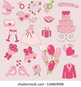 set of gentle wedding icons