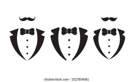 Set gentleman avatar isolated on white background. Vector flat illustration.