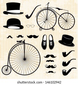 set of the gentleman and bicycle