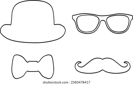 Set of Gentleman's Accessories Line Art

