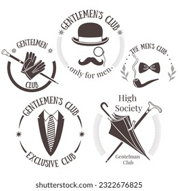 Set of gentlemen's club emblems. Men's club vector logo design template.