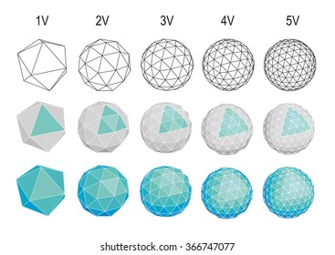 Set of geodesic spheres icons