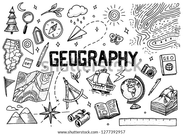 Set Geography Symbols Equipments Web Banners Stock Vector (Royalty Free ...