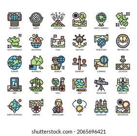 Set of Geography thin line icons for any web and app project. 