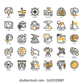 Set of geography thin line and pixel perfect icons for any web and app project. 