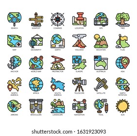 Set of geography thin line and pixel perfect icons for any web and app project. 