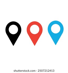 Un conjunto de iconos de geolocalización, ubicaciones multicolores, Ilustración vectorial plana para gráficos y Diseños web, resaltados sobre un fondo blanco
