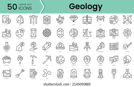 Set Of Geology Icons. Line Art Style Icons Bundle. Vector Illustration