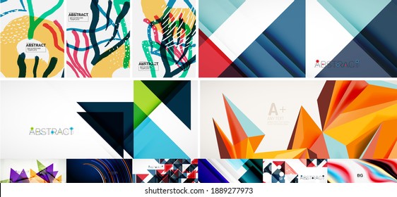 Set of geometric abstract backgrounds. Vector illustration for covers, banners, flyers, social media