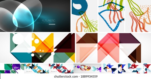 Set of geometric abstract backgrounds. Vector illustration for covers, banners, flyers, social media