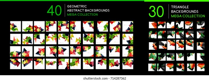 Set of geometric abstract backgrounds, vector modern templates for business presentation backdrop or web wallpaper
