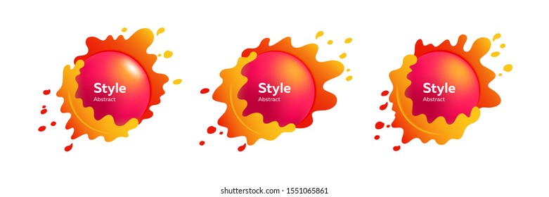 Set of geometric abstract badges. Dynamical colored forms and lines. Gradient abstract banners with flowing liquid shapes. Trendy design for banners, flyers, presentation slides