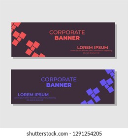 Set of geometric abstract banner design. Modern horizontal template background vector illustration.