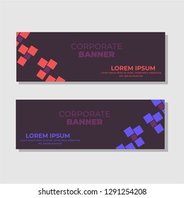 Set of geometric abstract banner design. Modern horizontal template background vector illustration.