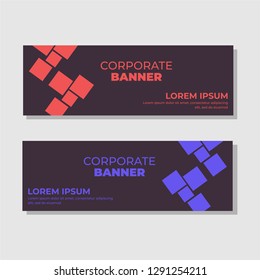 Set of geometric abstract banner design. Modern horizontal template background vector illustration.