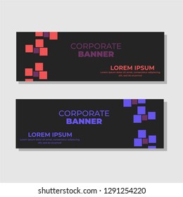 Set of geometric abstract banner design. Modern horizontal template background vector illustration.