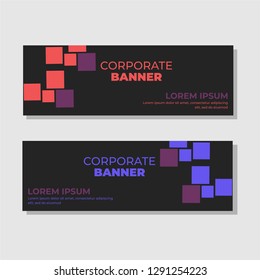 Set of geometric abstract banner design. Modern horizontal template background vector illustration.