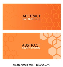 Set of geometric abstract banner with hexagon on orange background vector illustration.