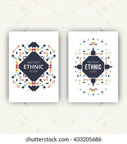Set of geometric abstract colorful flyers - ethnic style brochure templates - collection of design elements - modern background templates