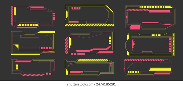 Set of geometric abstract frame in trendy style. Shapes for web design, posters, game.