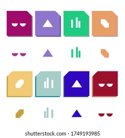 Eine Reihe von geometrischen abstrakten grafischen Design-Symbole, Piktogramme, Logos. Infografik-Design-Elemente Retro frühen 80er-Computer 8-Bit-Stil