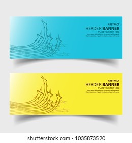 Set of geometric abstract header banners background template with simple wavy stars shapes