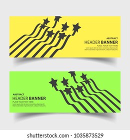 Set of geometric abstract header banners background template with simple wavy stars shapes