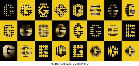 Set of geometric abstract initial letter G logo