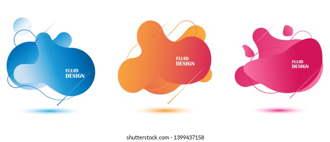 Set geometric abstract liquid shapes. Fluid design. Modern vector illustration