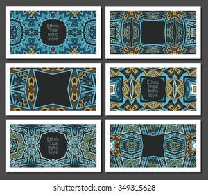 Set of geometric abstract modern backgrounds for business card 