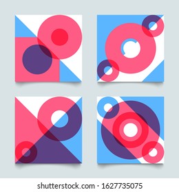 Set of geometric abstract patterns in bauhause style, modern shapes vector backgrounds