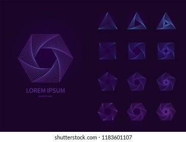 A set of geometric abstract polygonal spirograph-style icons