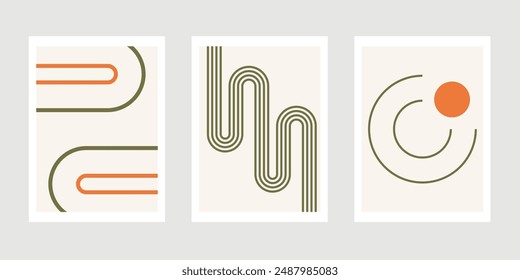 A set of geometric abstract posters simple color .Design for wallpaper, wall decor, background, cover, print, card
