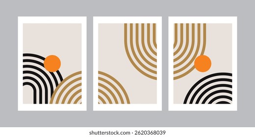 A set of geometric abstract posters simple color .Design for wallpaper, wall decor, background, cover, print, card