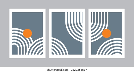 A set of geometric abstract posters simple color .Design for wallpaper, wall decor, background, cover, print, card