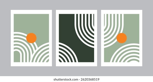 A set of geometric abstract posters simple color .Design for wallpaper, wall decor, background, cover, print, card