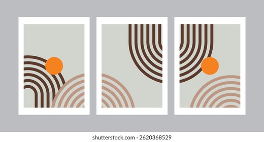 Un conjunto de carteles abstractos geométricos de color simple. Diseño para el Fondo de pantalla, decoración de la pared, fondo, cubierta, impresión, tarjeta