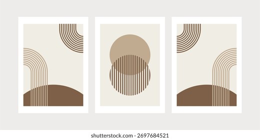 Un conjunto de carteles abstractos geométricos de color simple. Diseño para el Fondo de pantalla, decoración de la pared, fondo, cubierta, impresión, tarjeta