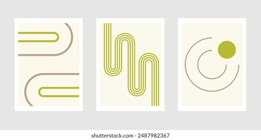 A set of geometric abstract posters.Design for wallpaper, wall decor, background, cover, print, card