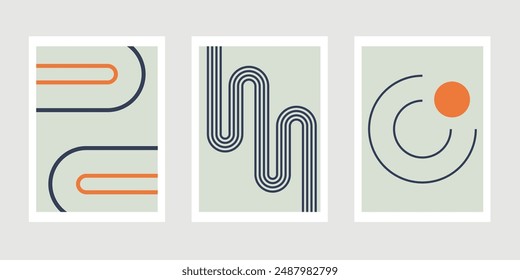 A set of geometric abstract posters.Design for wallpaper, wall decor, background, cover, print, card