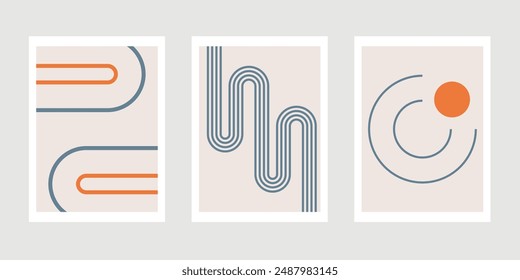 A set of geometric abstract posters.Design for wallpaper, wall decor, background, cover, print, card