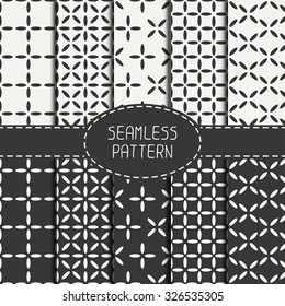 Set of geometric abstract seamless cube pattern with rhombuses, square, cube. Wrapping paper. Paper for scrapbook. Vector illustration. Background. Graphic texture. Optical illusion effect.