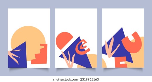 Set of Geometric Abstract Shapes Illustration for Print and Digital Poster, Vector Graphic