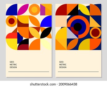 Set of geometric abstract shapes line colorful vector illustration. Artistic background design for postcard,cards,banner, template,cover,poster, book.