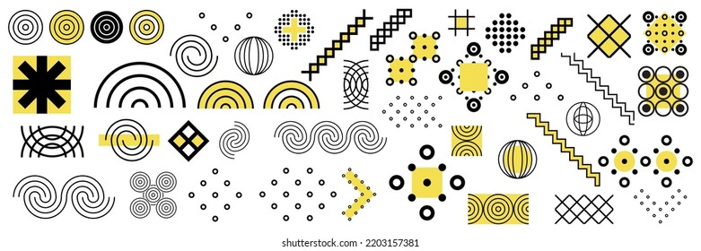 Satz abstrakter geometrischer Formen, Vektordesign, gelb und schwarz