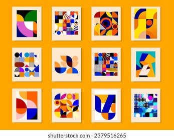 Set of geometric abstraction background colorful vector illustration design composition. Creative graphic with textured